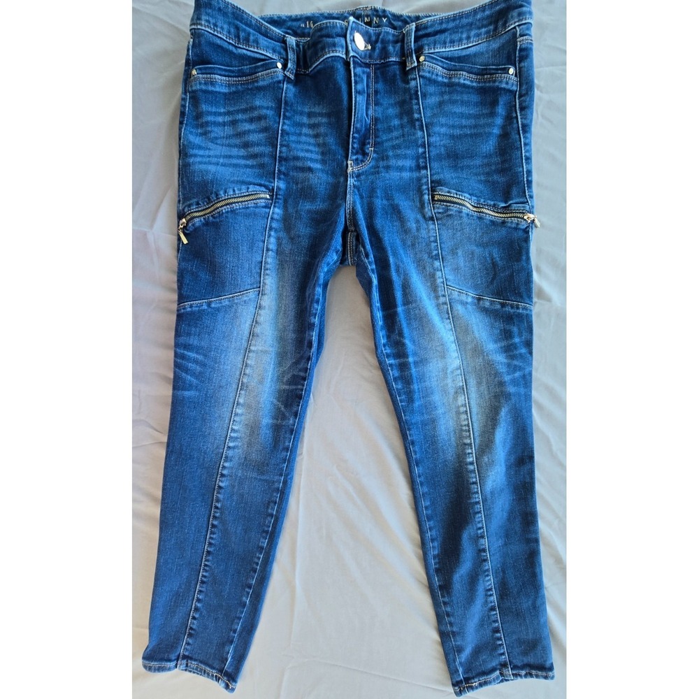 White House Black Market Jeans Women Sz 14s Blue Skinny Mid Rise Y2K Leggings